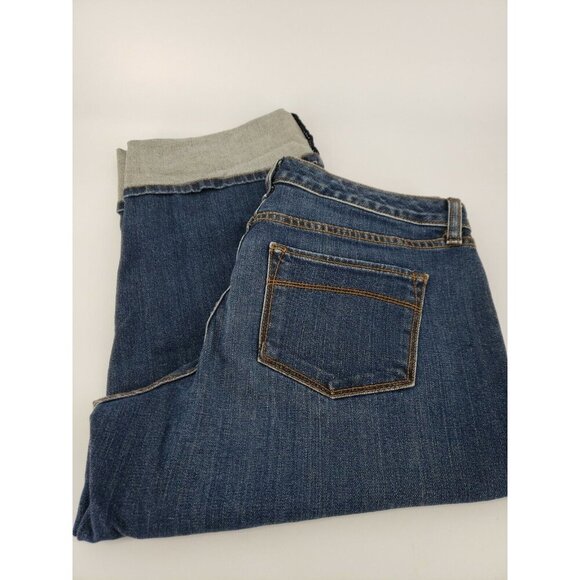 LL Bean Favorite Crop Womens Sz 8p Rolled Hem Denim Crop Capris - Picture 1 of 9